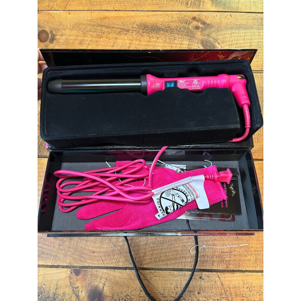 NIB NEO Twister Tourmaline Ceramic Curling Wand Pink And Black 32mm Barrel - Picture 3 of 8